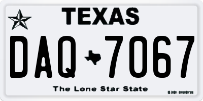 TX license plate DAQ7067