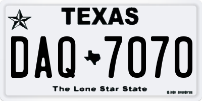 TX license plate DAQ7070