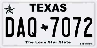 TX license plate DAQ7072
