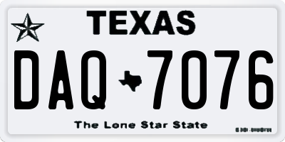 TX license plate DAQ7076