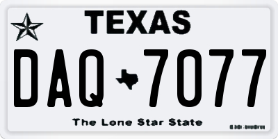 TX license plate DAQ7077