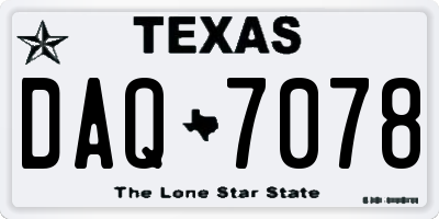 TX license plate DAQ7078