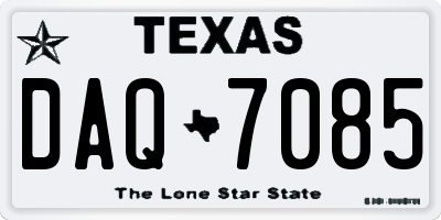 TX license plate DAQ7085