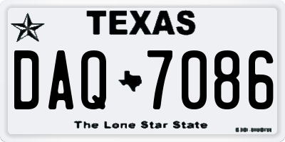 TX license plate DAQ7086