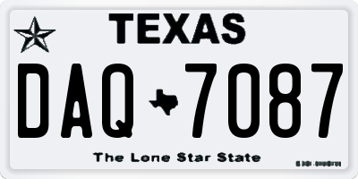 TX license plate DAQ7087