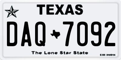 TX license plate DAQ7092