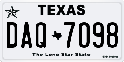 TX license plate DAQ7098