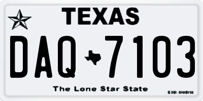 TX license plate DAQ7103