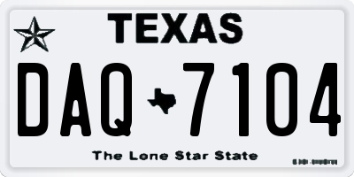 TX license plate DAQ7104