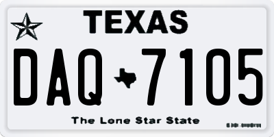 TX license plate DAQ7105