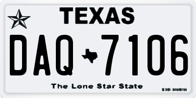 TX license plate DAQ7106