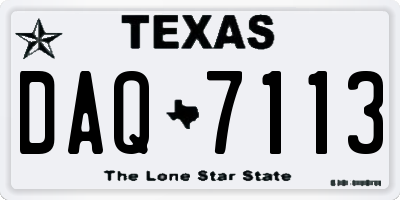 TX license plate DAQ7113