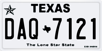 TX license plate DAQ7121