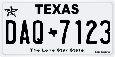 TX license plate DAQ7123