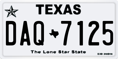 TX license plate DAQ7125
