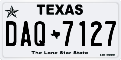 TX license plate DAQ7127