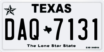 TX license plate DAQ7131