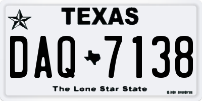 TX license plate DAQ7138