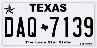 TX license plate DAQ7139