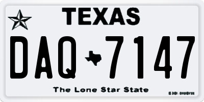 TX license plate DAQ7147