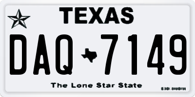 TX license plate DAQ7149
