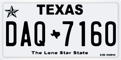 TX license plate DAQ7160