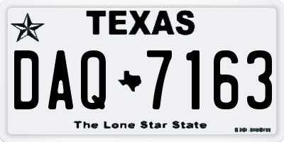 TX license plate DAQ7163