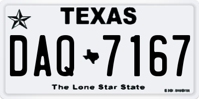 TX license plate DAQ7167