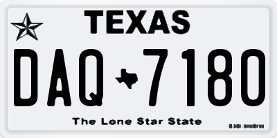 TX license plate DAQ7180