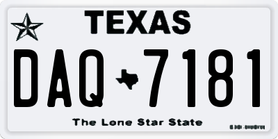 TX license plate DAQ7181