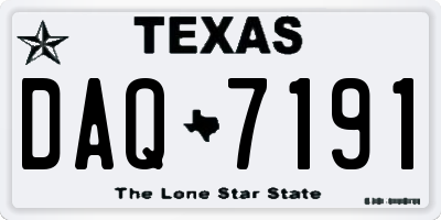 TX license plate DAQ7191
