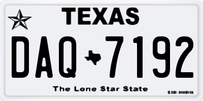 TX license plate DAQ7192
