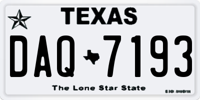 TX license plate DAQ7193