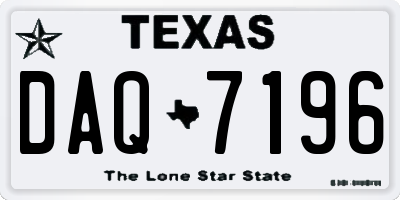 TX license plate DAQ7196