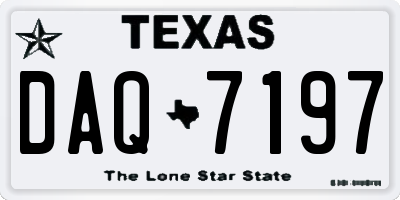 TX license plate DAQ7197