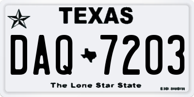 TX license plate DAQ7203