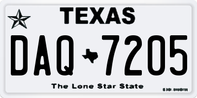 TX license plate DAQ7205