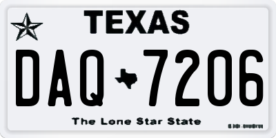 TX license plate DAQ7206