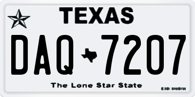 TX license plate DAQ7207