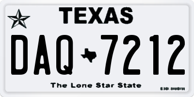 TX license plate DAQ7212