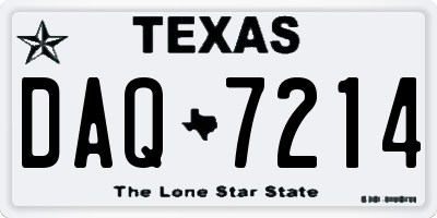 TX license plate DAQ7214