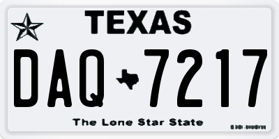 TX license plate DAQ7217