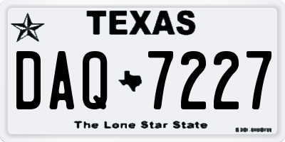 TX license plate DAQ7227