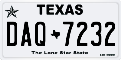 TX license plate DAQ7232