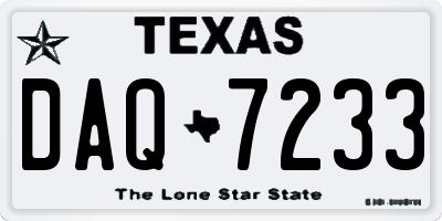 TX license plate DAQ7233