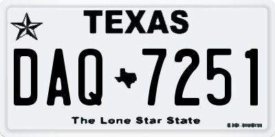 TX license plate DAQ7251