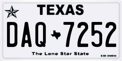 TX license plate DAQ7252