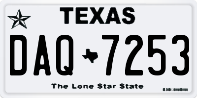 TX license plate DAQ7253