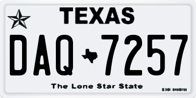 TX license plate DAQ7257