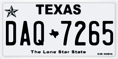TX license plate DAQ7265
